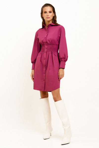 Платье на каждый день из хлопка с отложным воротником Панда 114780w темно-малиновый - фото 2