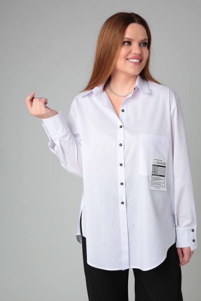 Рубашка прямого силуэта с асимметричными деталями Bliss 8518 белый - фото 2