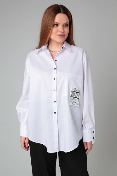 Рубашка прямого силуэта с асимметричными деталями Bliss 8518 белый - фото 3