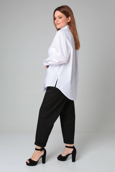 Рубашка прямого силуэта с асимметричными деталями Bliss 8518 белый - фото 5