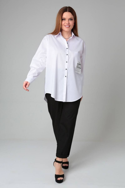 Рубашка прямого силуэта с асимметричными деталями Bliss 8518 белый - фото 4