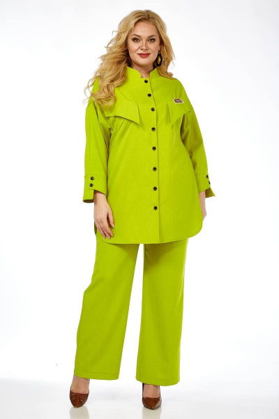 Летний костюм 2-ка: жакет и брюки из льна SVT-fashion 580 лайм - фото 1