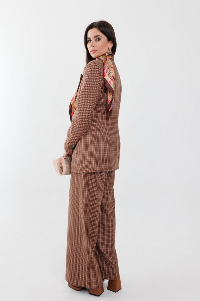 Костюм с жакетом и брюками по архитектурному крою Anelli 1171 коричневый - фото 7