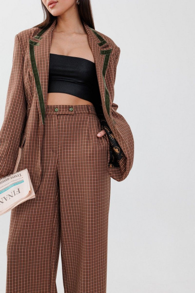 Костюм с жакетом и брюками по архитектурному крою Anelli 1171 коричневый - фото 5