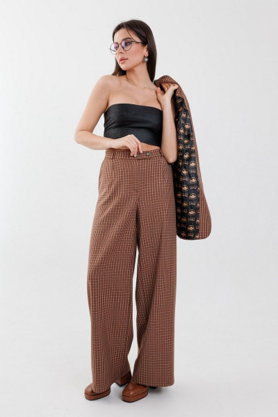 Костюм с жакетом и брюками по архитектурному крою Anelli 1171 коричневый - фото 3