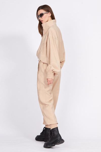 Брючный комплект из вискозы: куртка-кимоно и свободные брюки EOLA 2387 бежевый - фото 2