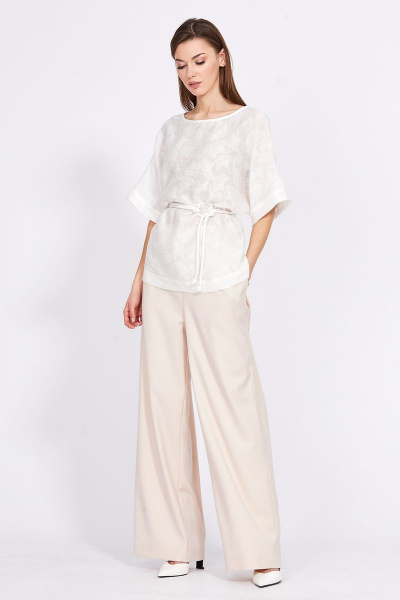 Брюки классические из текстиля с эластичной тесьмой EOLA 2394 бежевый - фото 6