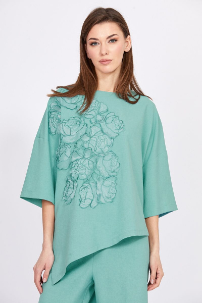 Блуза и брюки из плательной ткани с асимметричным низом EOLA 2398 мята - фото 4