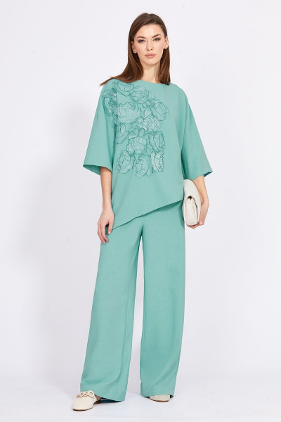 Блуза и брюки из плательной ткани с асимметричным низом EOLA 2398 мята - фото 1