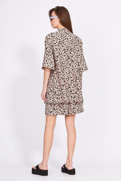 Блуза и шорты из вискозы с принтом для лето EOLA 2409 бежевый_черный - фото 3