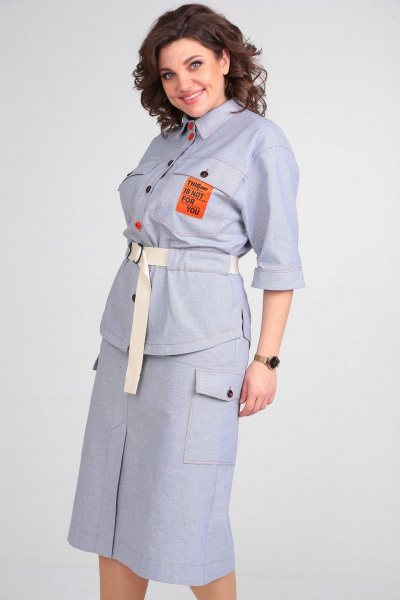 Костюм: Рубашка свободного силуэта и юбка с поясом Le Collect 362 - фото 6