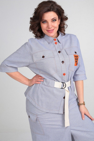 Костюм: Рубашка свободного силуэта и юбка с поясом Le Collect 362 - фото 5