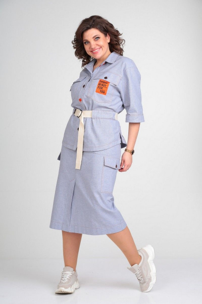 Костюм: Рубашка свободного силуэта и юбка с поясом Le Collect 362 - фото 1