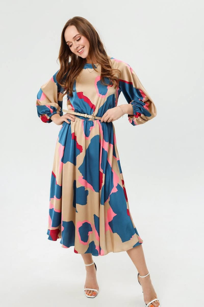 Платье из текстиля с отрезной талией, на резинке и тонким ремешком PUR PUR 995/14 - фото 1