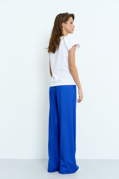 Брюки деловые с эластичным поясом и стрелками Luitui R2019 ярко-синий - фото 3