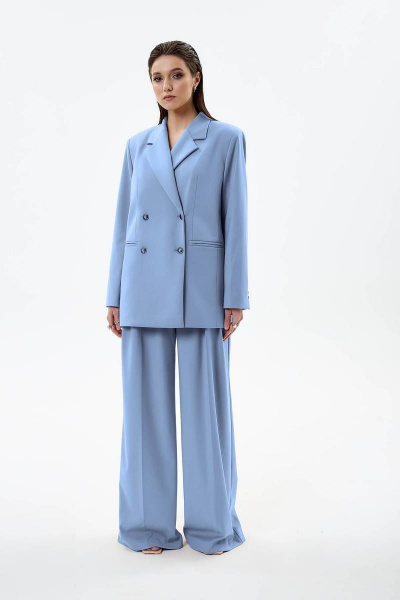 Жакет прямой стиль демисезон из текстиля на каждый день LLC М1-1 голубой - фото 3