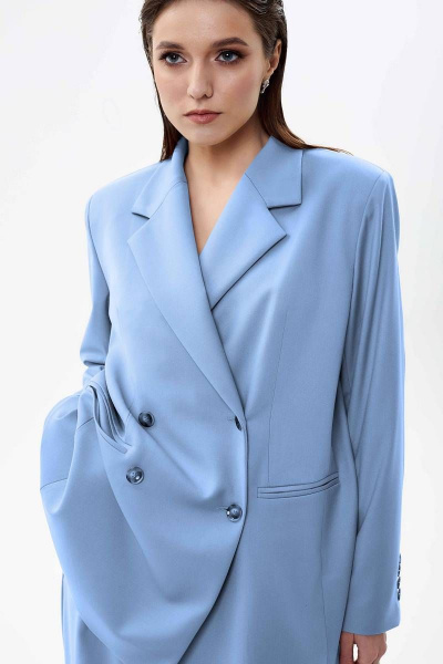 Жакет прямой стиль демисезон из текстиля на каждый день LLC М1-1 голубой - фото 1