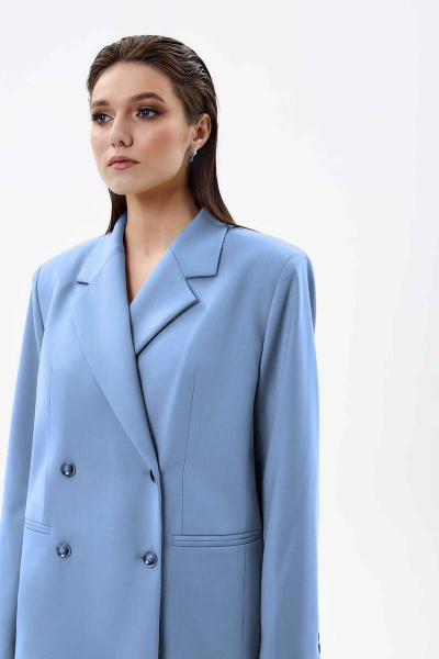 Жакет прямой стиль демисезон из текстиля на каждый день LLC М1-1 голубой - фото 2