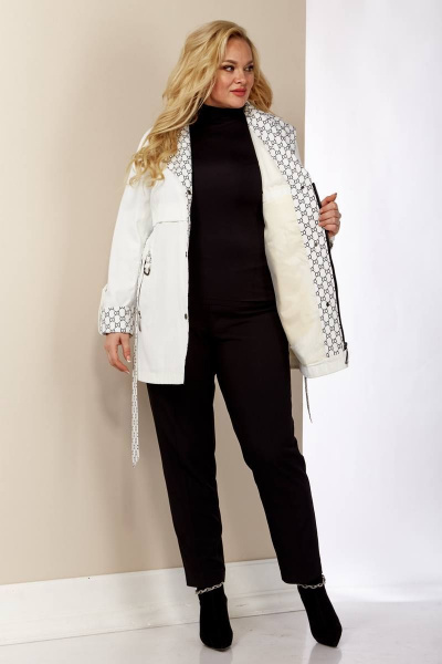 Куртка укороченная на молнии с пуговицами и съемным поясом Shetti 2123 белый - фото 7