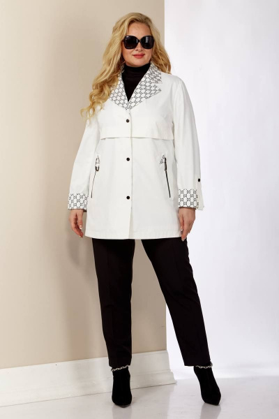 Куртка укороченная на молнии с пуговицами и съемным поясом Shetti 2123 белый - фото 5