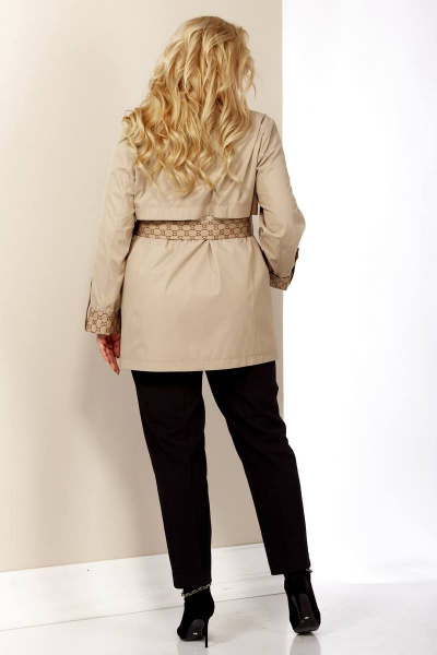 Куртка укороченная с кокеткой и съемным поясом Shetti 2123 беж - фото 6
