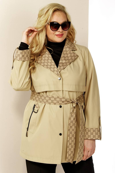 Куртка укороченная с кокеткой и капюшоном Shetti 2123 кэмел - фото 4