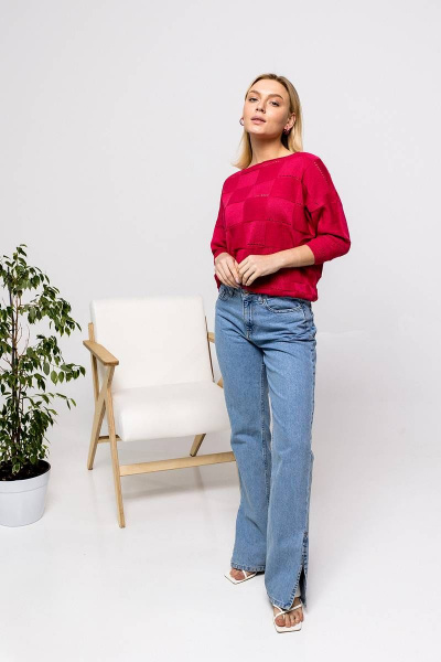Розовый хлопковый джемпер для сочетания и комфорта Romgil 476-5ТЗ малиновый - фото 5