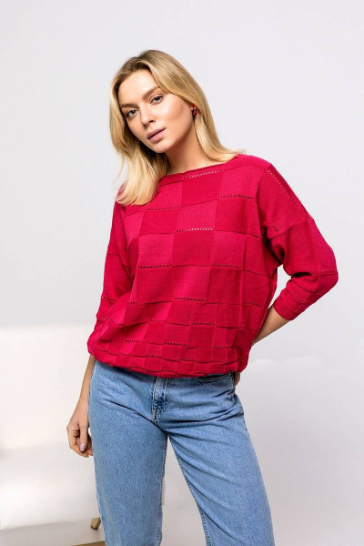 Розовый хлопковый джемпер для сочетания и комфорта Romgil 476-5ТЗ малиновый - фото 4