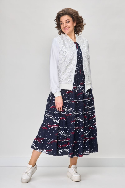 Летнее сине-вискозное платье с резинкой-венгерка Solomeya Lux 947B - фото 6