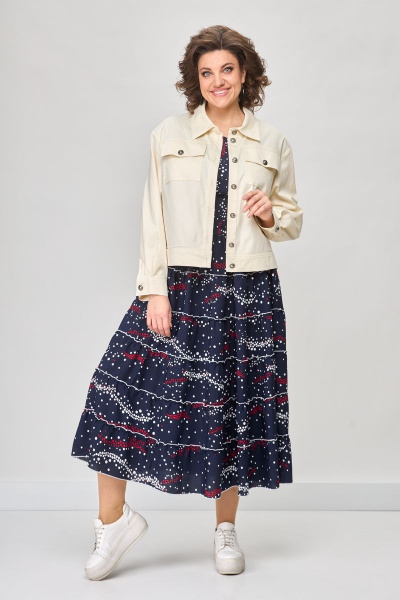 Летнее сине-вискозное платье с резинкой-венгерка Solomeya Lux 947B - фото 5