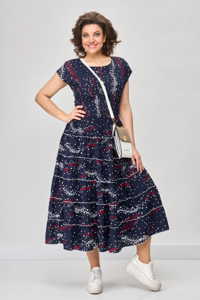 Летнее сине-вискозное платье с резинкой-венгерка Solomeya Lux 947B - фото 2