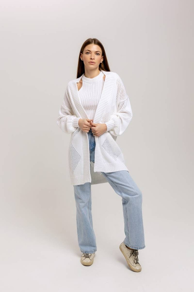 Базовый кардиган оверсайз из хлопка, белый, демисезон Romgil 832ХТЗ белый - фото 5