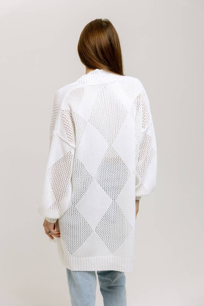Базовый кардиган оверсайз из хлопка, белый, демисезон Romgil 832ХТЗ белый - фото 2