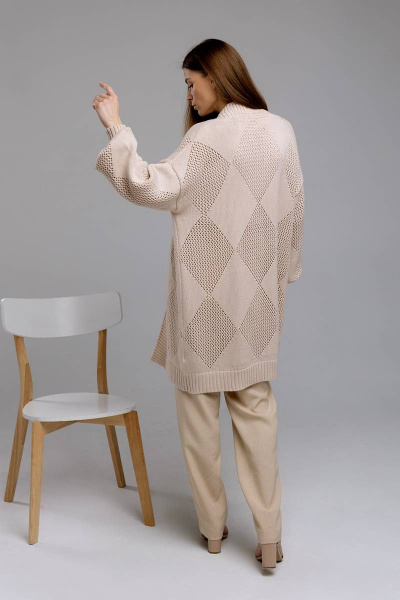Кардиган оверсайз из хлопка для повседневной носки Romgil 832ХТЗ крем-брюле - фото 2