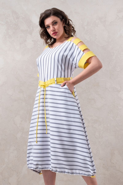 Летнее платье из вискозы с карманами и асимметричным низом Avanti 1319-3 - фото 1