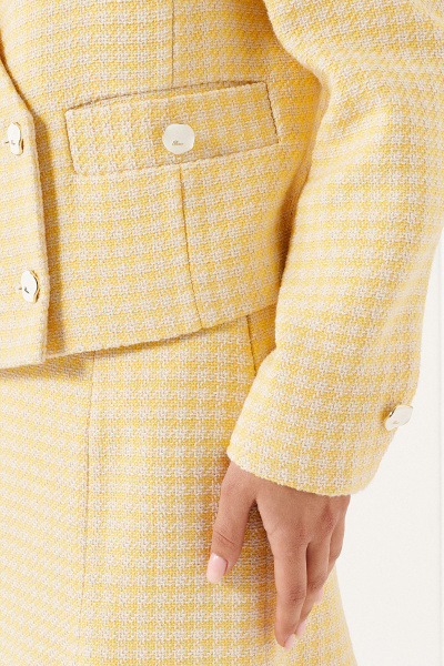 Летний женский жакет из рогожки и хлопка с коротким рукавом Панда 132430w желтый - фото 6