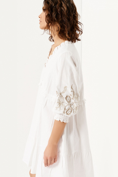 Платье на каждый день из хлопка с пятиугольным вырезом Панда 143280w белый - фото 5