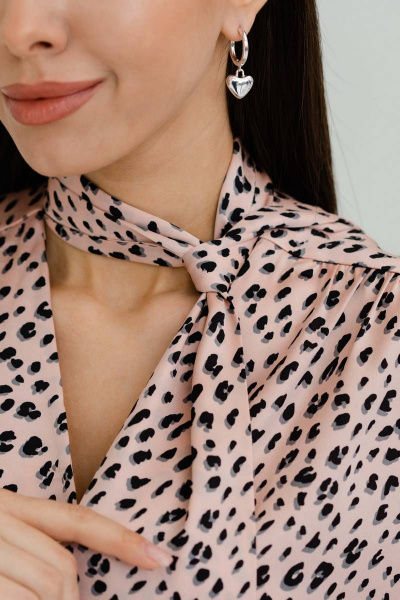 Блуза из искусственного шелка с бантом, розовая/голубая Ivera 5094 розовый - фото 2