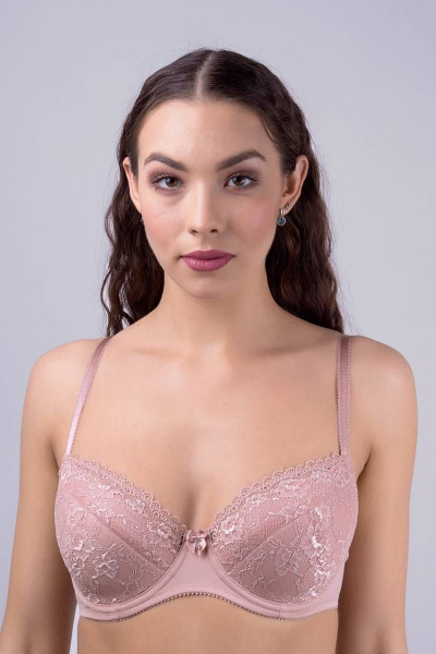 Бюстгальтер кружевной из эластичного полотна Verally 2030-1 античная роза - фото 1