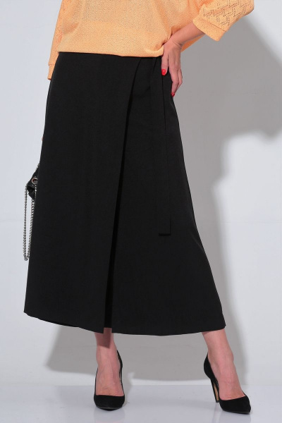 Кюлоты с запахом из текстиля для делового образа Michel chic 827 черный - фото 1