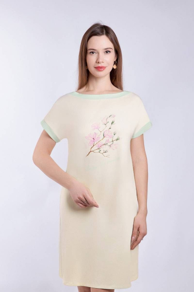 Желтая трикотажная сорочка для ежедневного комфорта Verally 391-2 магнолия - фото 1