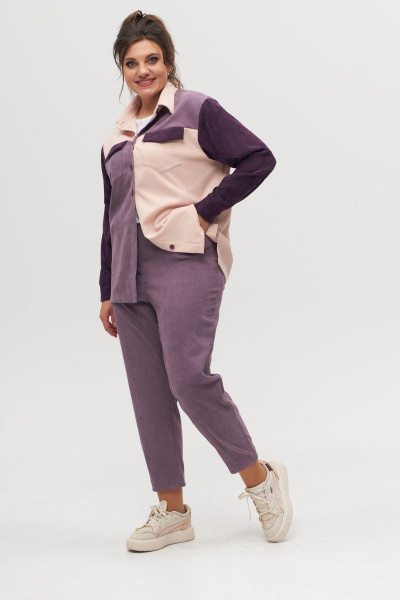 Полуприлегающие брюки из штруксовой ткани с резинкой Anelli 1041 фиолет - фото 2