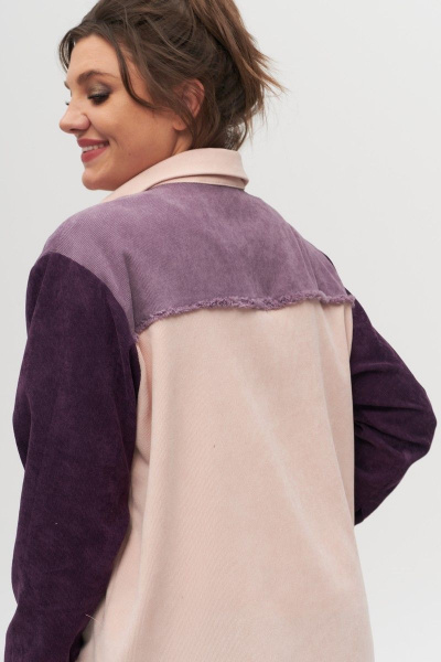 Рубашка пэчворк с кокеткой бахромой и карманами Anelli 1303 фиолет - фото 2