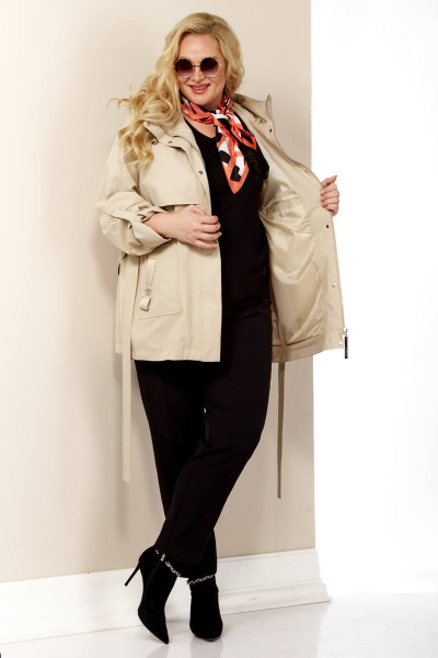 Куртка демисезонная с капюшоном и накладными карманами Shetti 2122 беж - фото 3