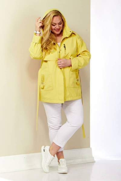Куртка демисезонная с кокетками и накладными карманами Shetti 2122 желтый - фото 2
