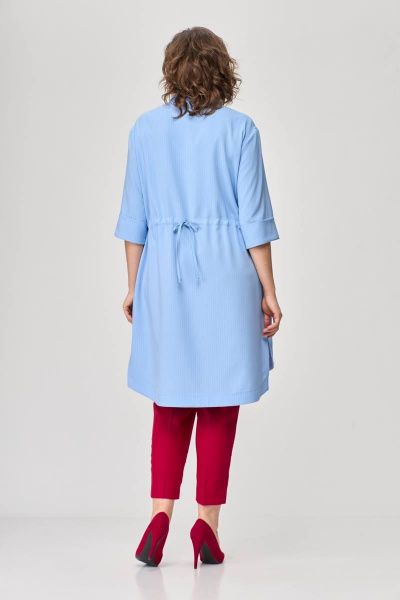 Тройка летний комплект с шазюблем и зауженными брюками SandyNa 13591 голубой+красный - фото 13