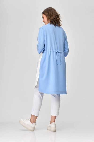 Тройка летний комплект с шазюблем и зауженными брюками SandyNa 13591 голубой+белый - фото 16