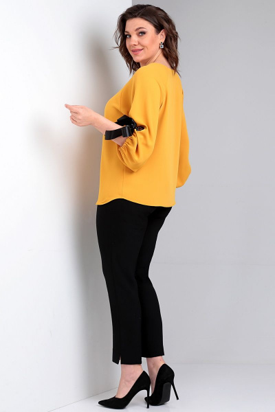Женская блуза с регланом и люверсами, желтая Таир-Гранд 62421 горчица - фото 2