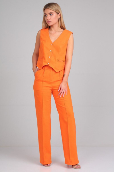 Демисезонный костюм из текстиля с жилетом и расклешенными брюками Your size 2193 - фото 1