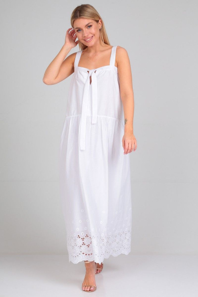 Летний сарафан на бретелях с разрезом и сборкой Your size 2195 - фото 4